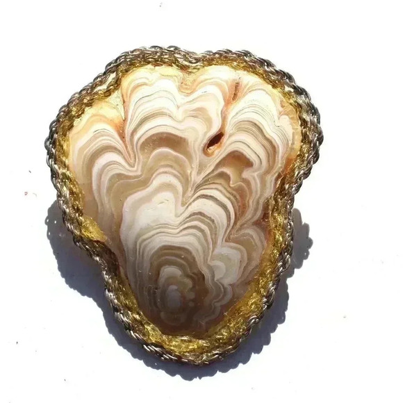 Vintage Gemstone (Agate Stone Geode Crystal) Cowboy Western Tie Clip Pin Decor - Picture 1 of 2